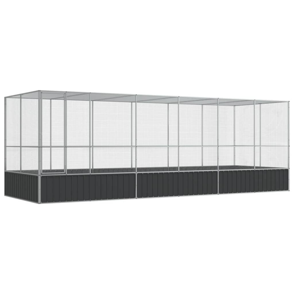 vidaXL Aviary with Extension Silver 625x207x212 cm Steel