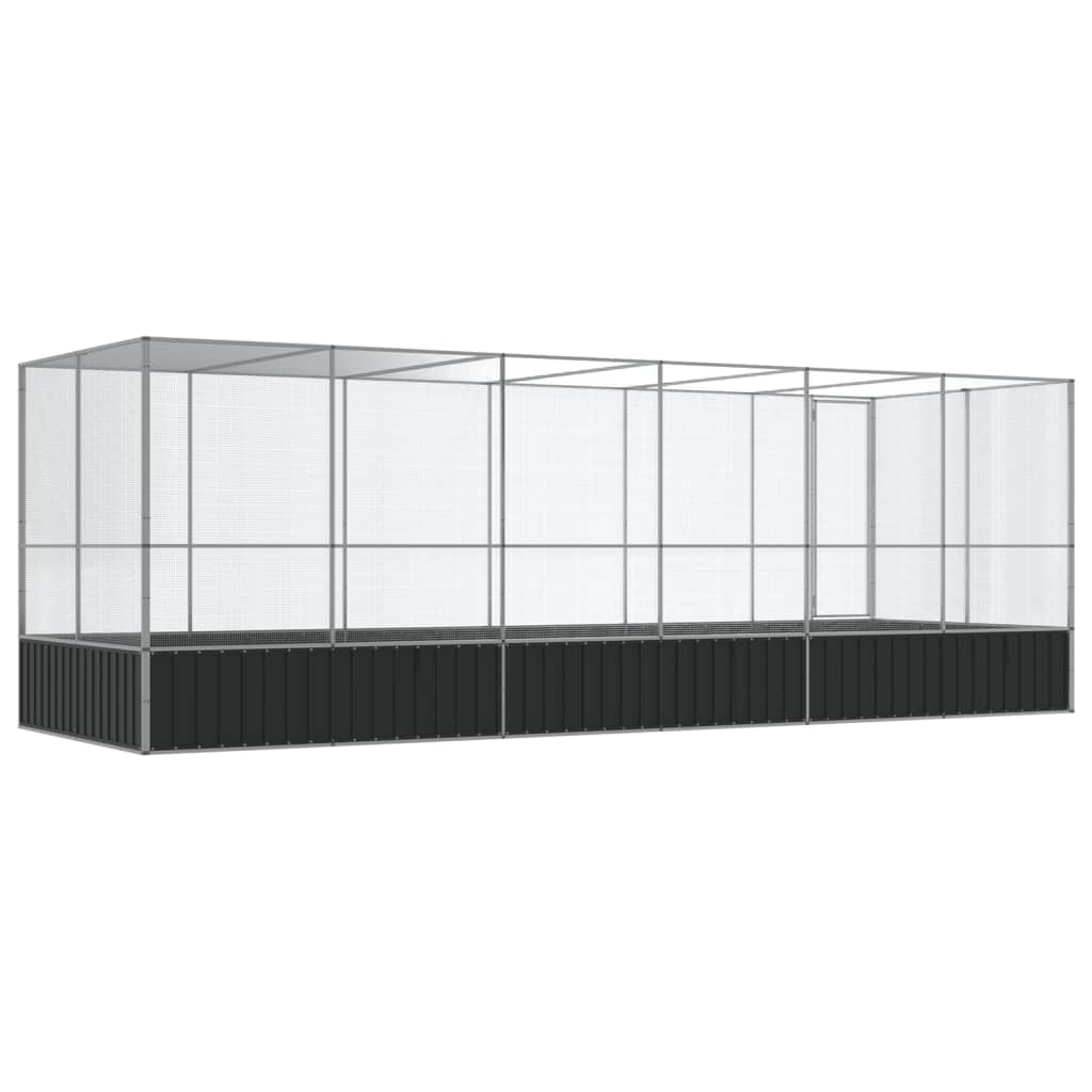 vidaXL Aviary with Extension Silver 625x207x212 cm Steel