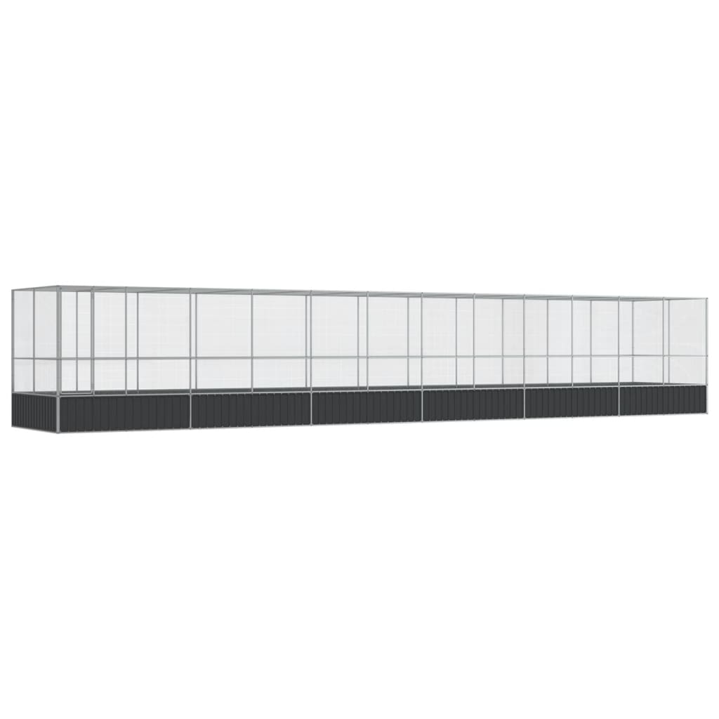 vidaXL Aviary with Extension Silver 1246x207x212 cm Steel
