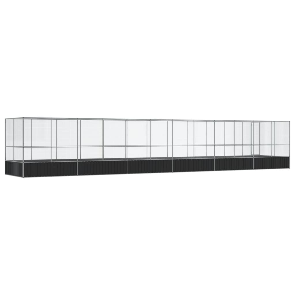 vidaXL Aviary with Extension Silver 1246x207x212 cm Steel