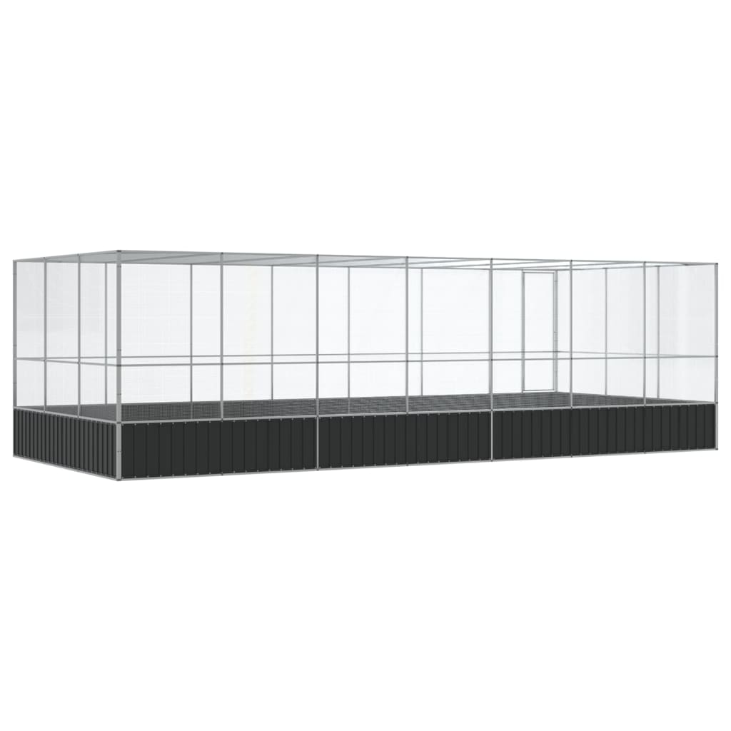 vidaXL Aviary with Extension Silver 725x307x212 cm Steel