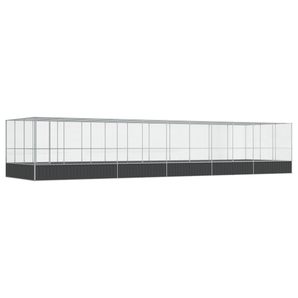 vidaXL Aviary with Extension Silver 1139x307x212 cm Steel