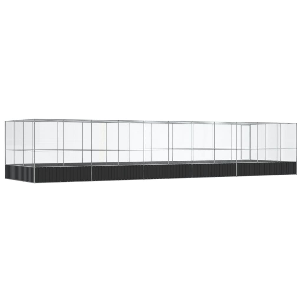 vidaXL Aviary with Extension Silver 1139x307x212 cm Steel