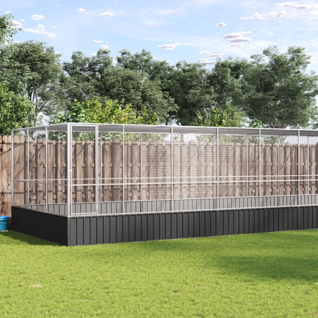vidaXL Aviary with Extension Silver 1139x307x212 cm Steel