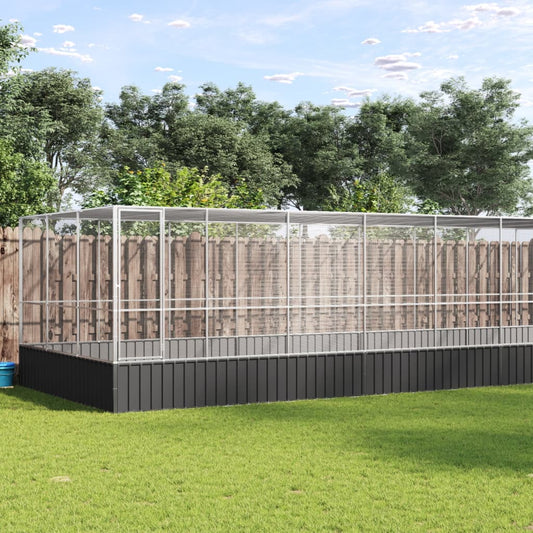 vidaXL Aviary with Extension Silver 1139x307x212 cm Steel