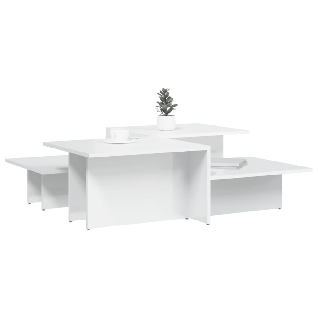 vidaXL Coffee Tables 2 pcs High Gloss White Engineered Wood