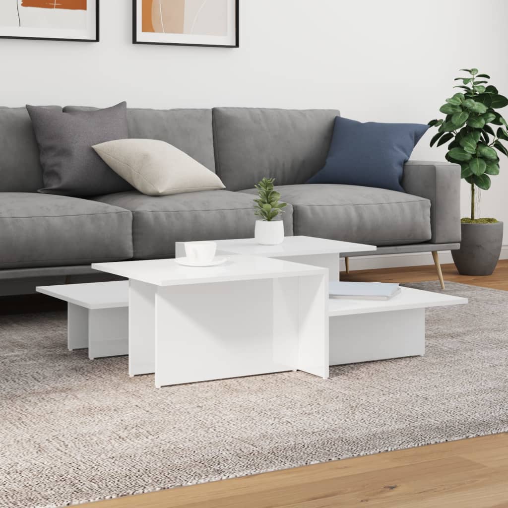 vidaXL Coffee Tables 2 pcs High Gloss White Engineered Wood