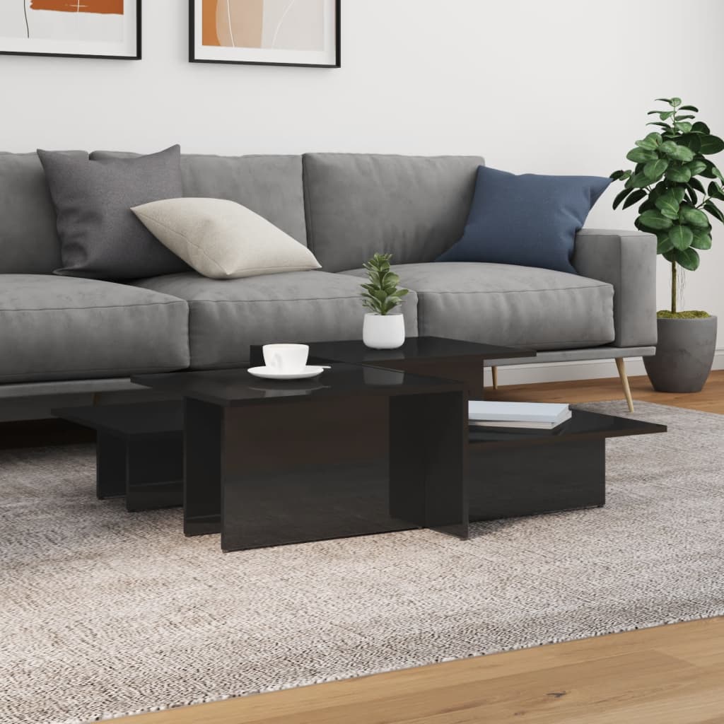 vidaXL Coffee Tables 2 pcs High Gloss Black Engineered Wood