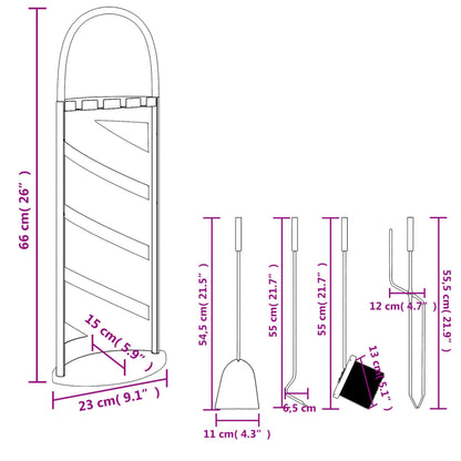 vidaXL 5 Piece Fireplace Tool Set 23x15x66 cm Steel