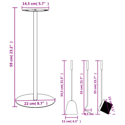 vidaXL 4 Piece Fireplace Tool Set 22x59 cm Steel