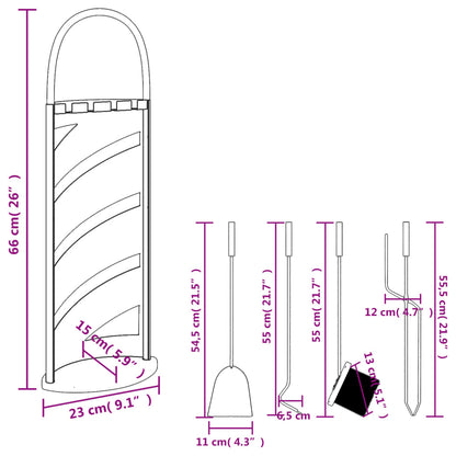 vidaXL 5 Piece Fireplace Tool Set 23x15x66 cm Steel