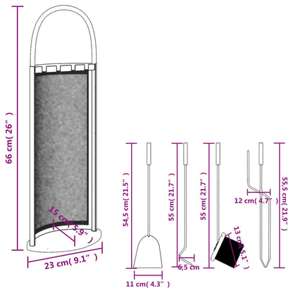 vidaXL 5 Piece Fireplace Tool Set 23x15x66 cm Steel