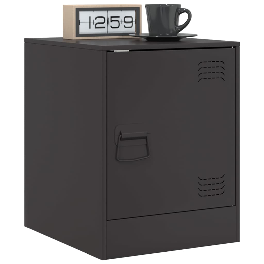 vidaXL Bedside Cabinet Black 34.5x39x44 cm Steel