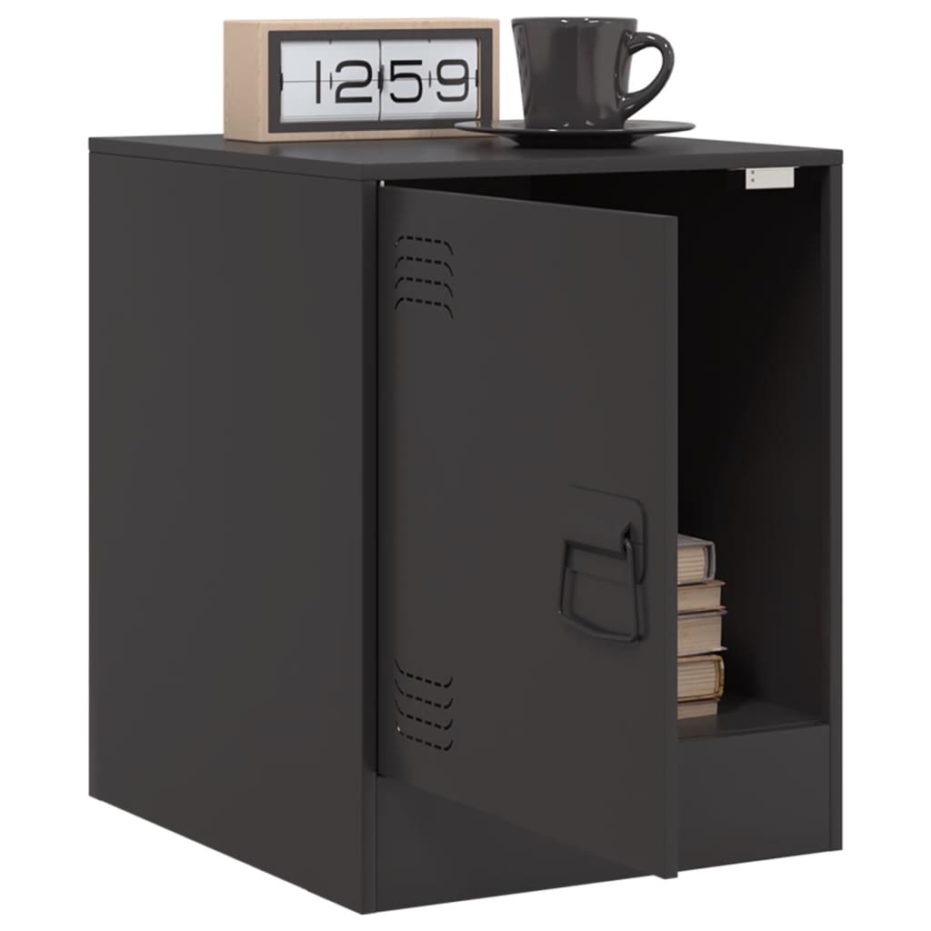 vidaXL Bedside Cabinet Black 34.5x39x44 cm Steel