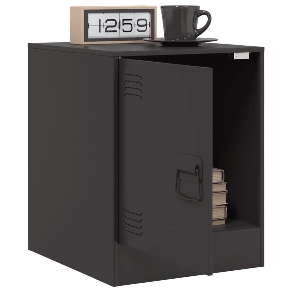 vidaXL Bedside Cabinets 2pcs Black 34.5x39x44 cm Steel