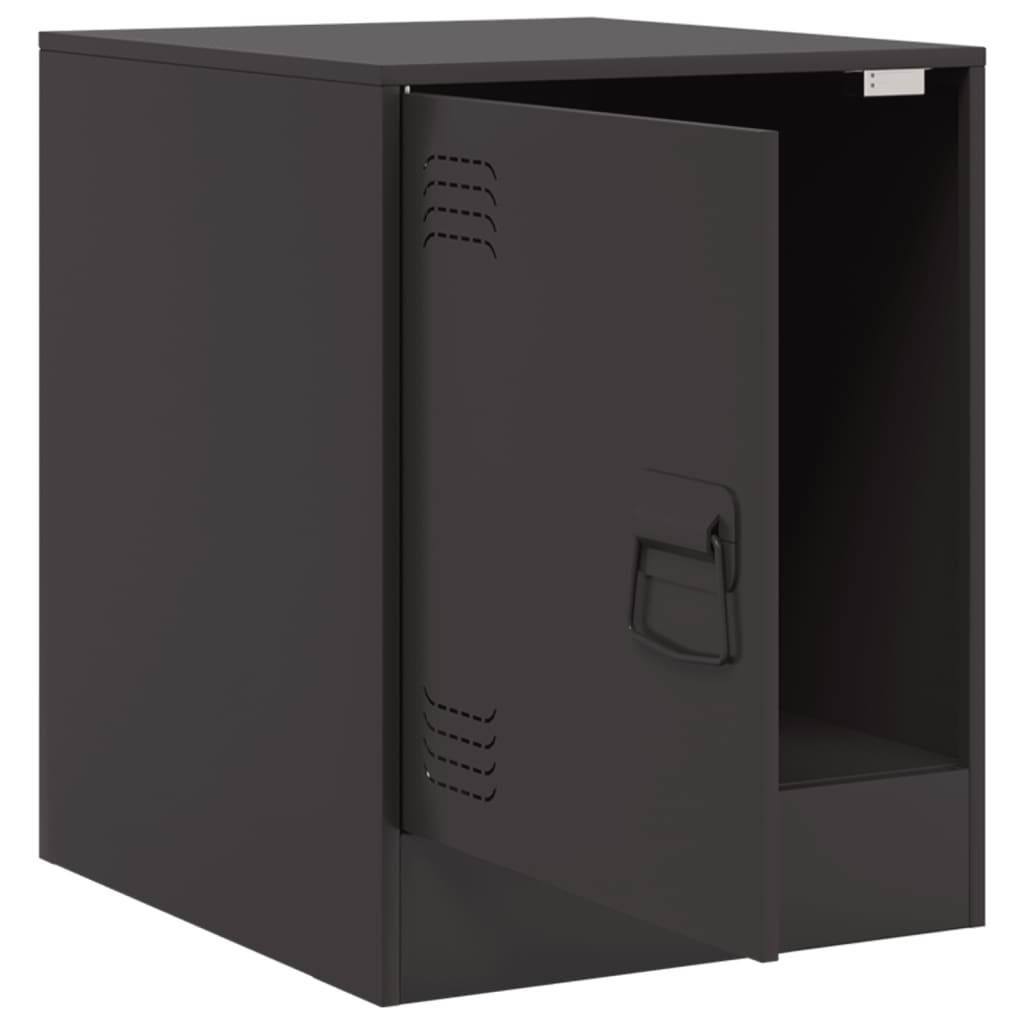 vidaXL Bedside Cabinets 2pcs Black 34.5x39x44 cm Steel
