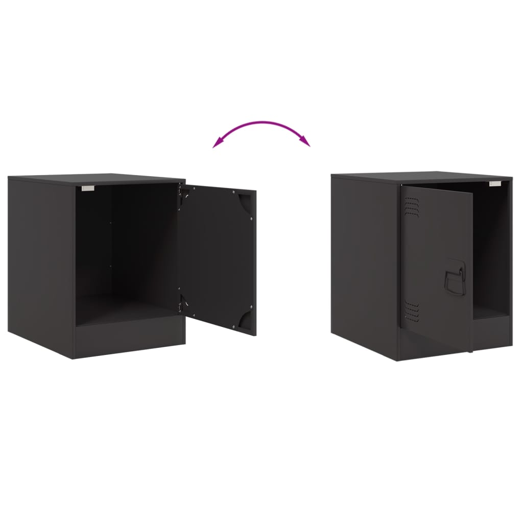 vidaXL Bedside Cabinets 2pcs Black 34.5x39x44 cm Steel