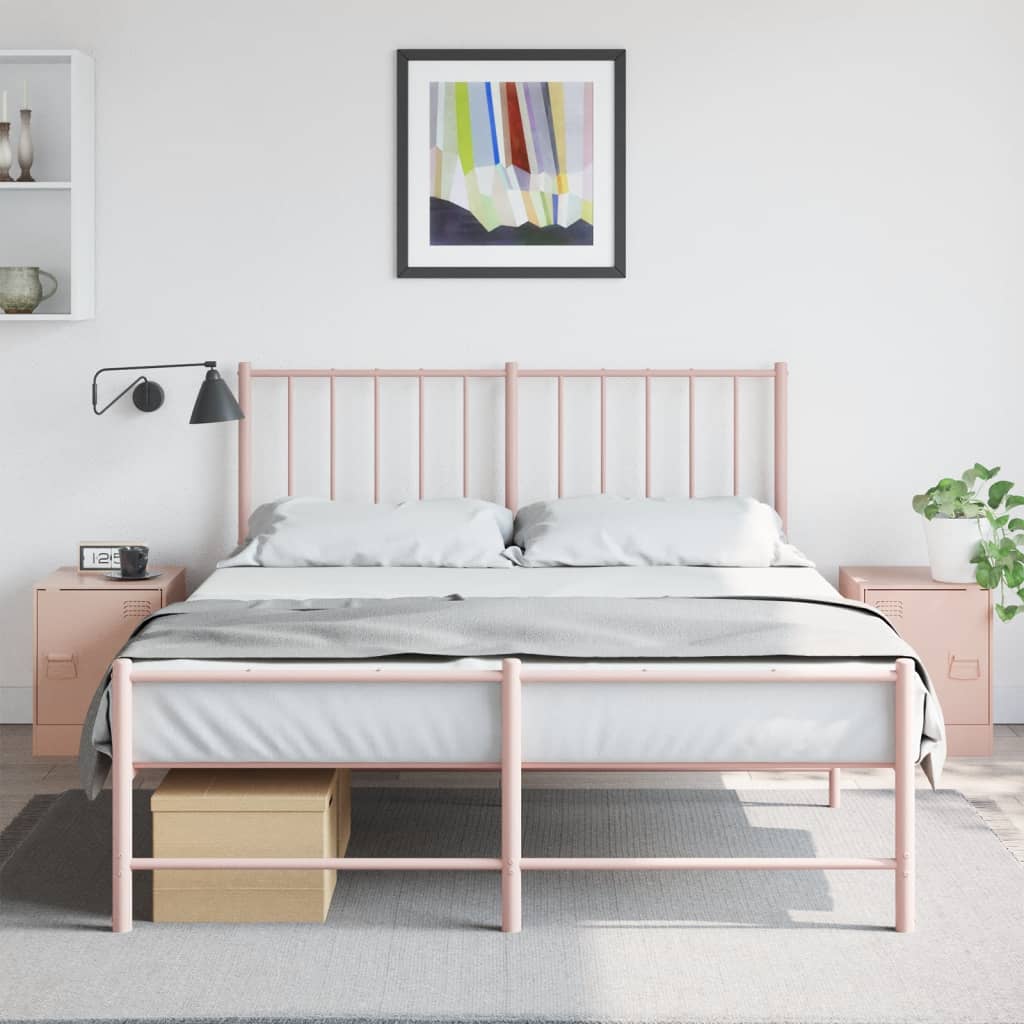 vidaXL Bedside Cabinets 2 pcs Pink 34.5x39x44 cm Steel
