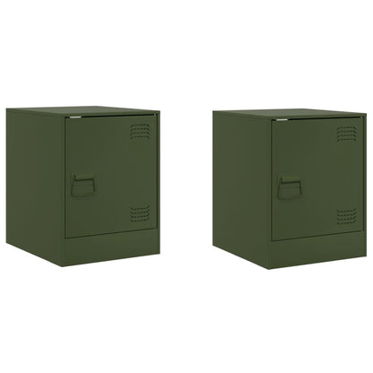vidaXL Bedside Cabinets 2 pcs Olive Green 34.5x39x44 cm Steel