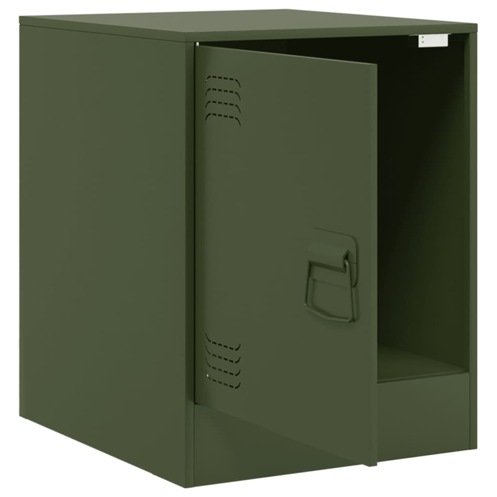 vidaXL Bedside Cabinets 2 pcs Olive Green 34.5x39x44 cm Steel