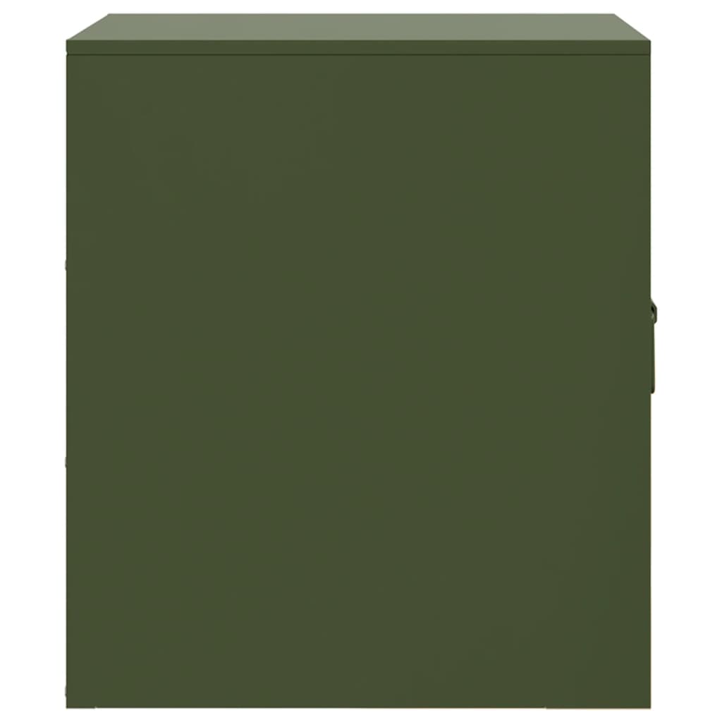 vidaXL Bedside Cabinets 2 pcs Olive Green 34.5x39x44 cm Steel