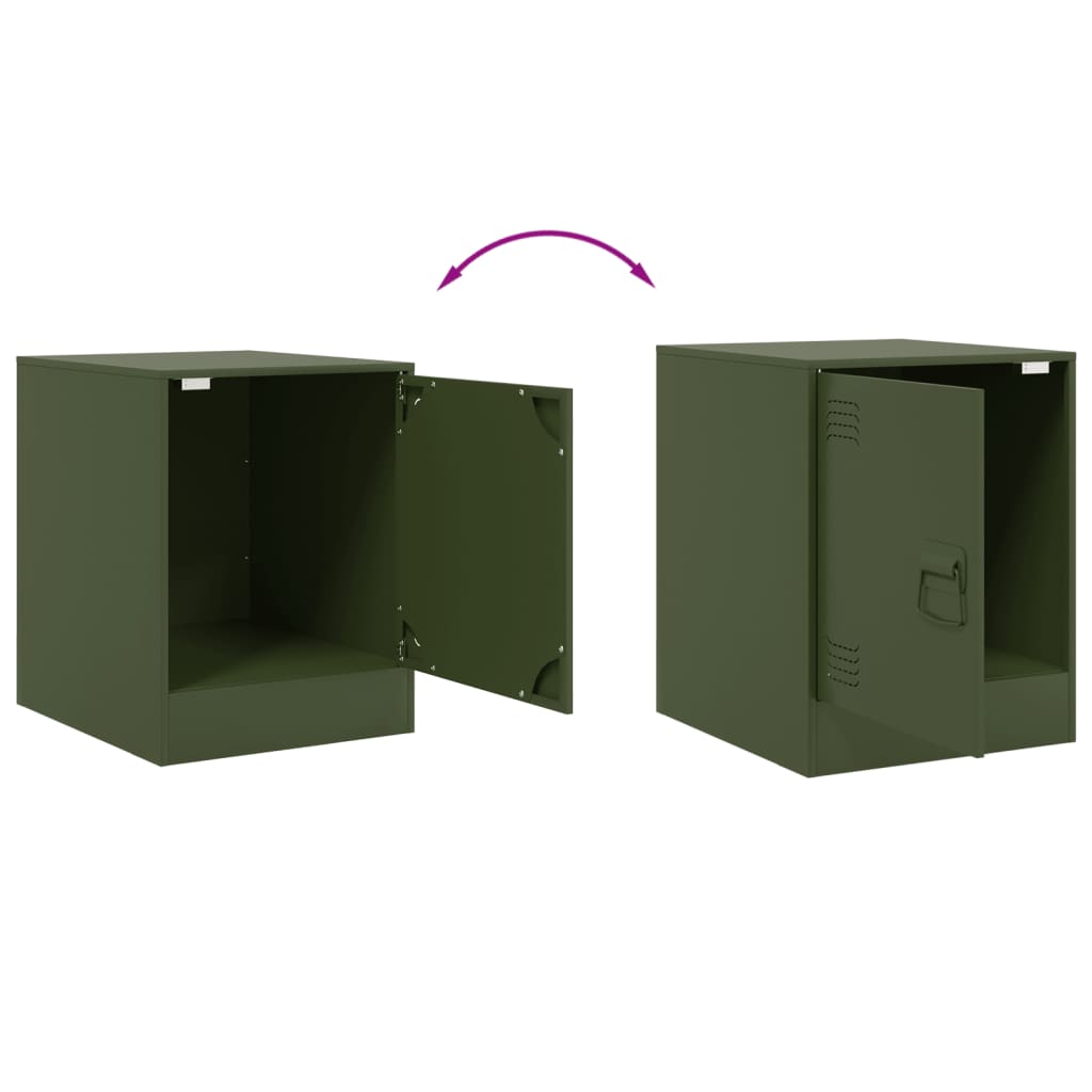 vidaXL Bedside Cabinets 2 pcs Olive Green 34.5x39x44 cm Steel