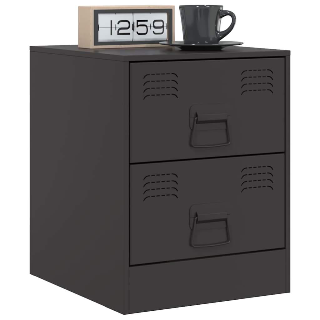 vidaXL Bedside Cabinets 2 pcs Black 34,5x39x44 cm Steel