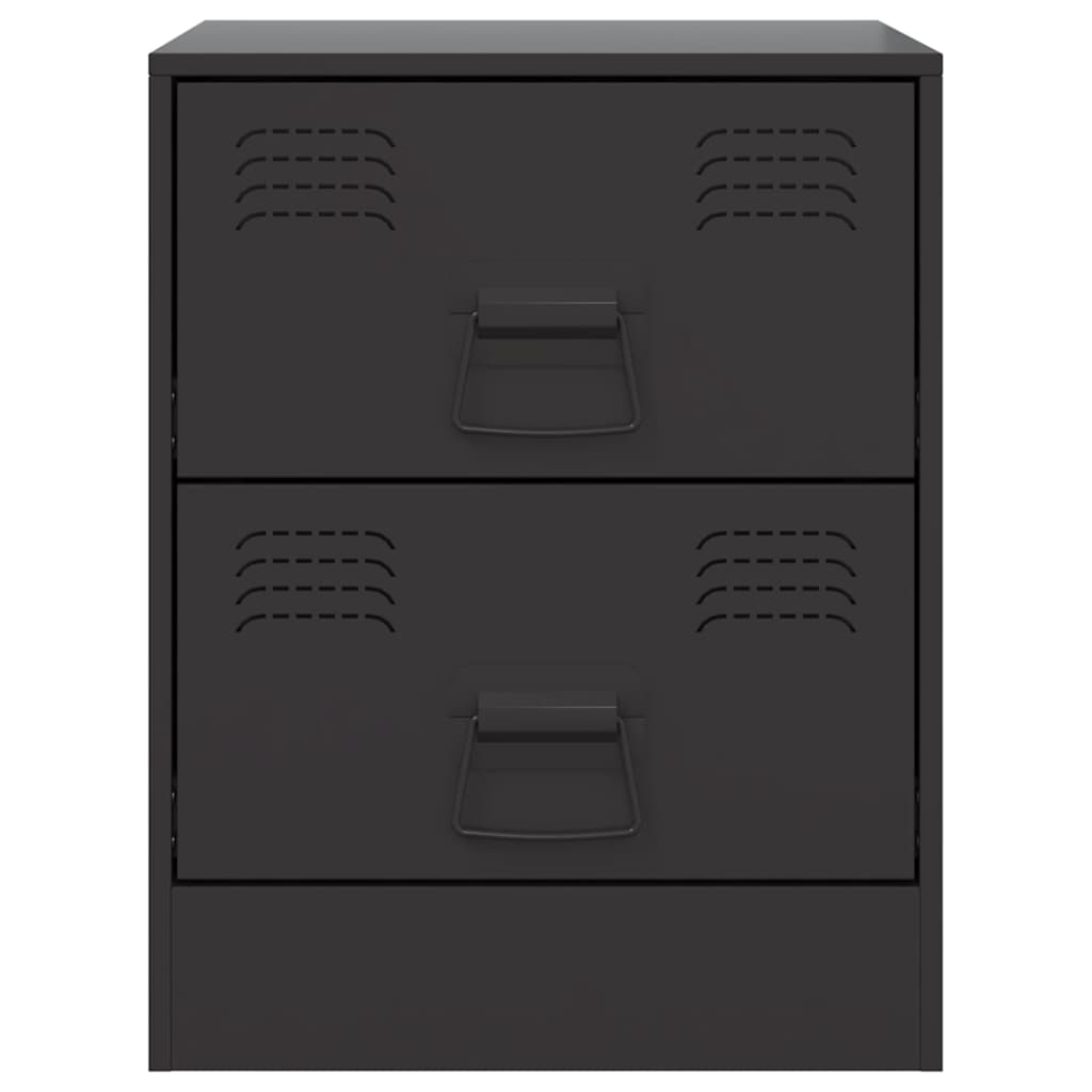 vidaXL Bedside Cabinets 2 pcs Black 34,5x39x44 cm Steel