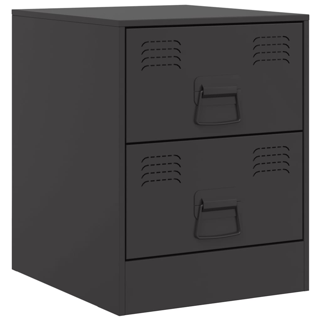 vidaXL Bedside Cabinets 2 pcs Black 34,5x39x44 cm Steel