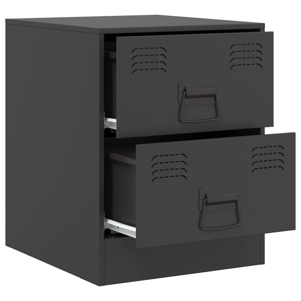 vidaXL Bedside Cabinets 2 pcs Black 34,5x39x44 cm Steel
