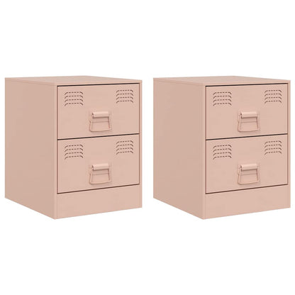 vidaXL Bedside Cabinets 2 pcs Pink 34.5x39x44 cm Steel