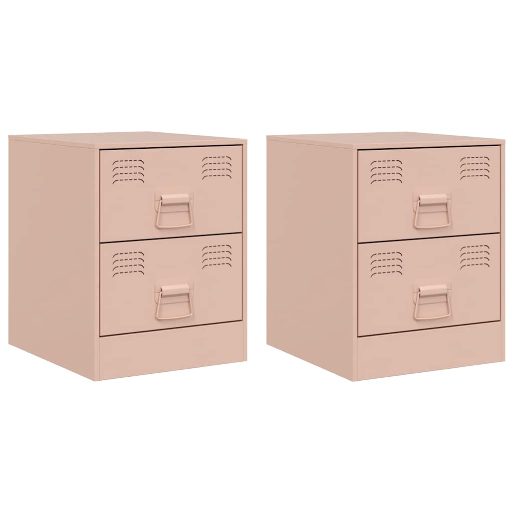 vidaXL Bedside Cabinets 2 pcs Pink 34,5x39x44 cm Steel