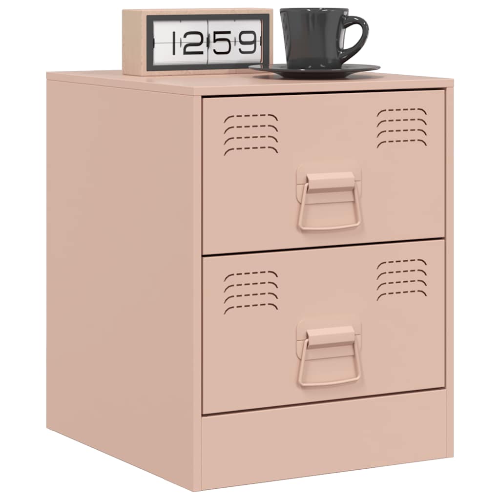vidaXL Bedside Cabinets 2 pcs Pink 34,5x39x44 cm Steel