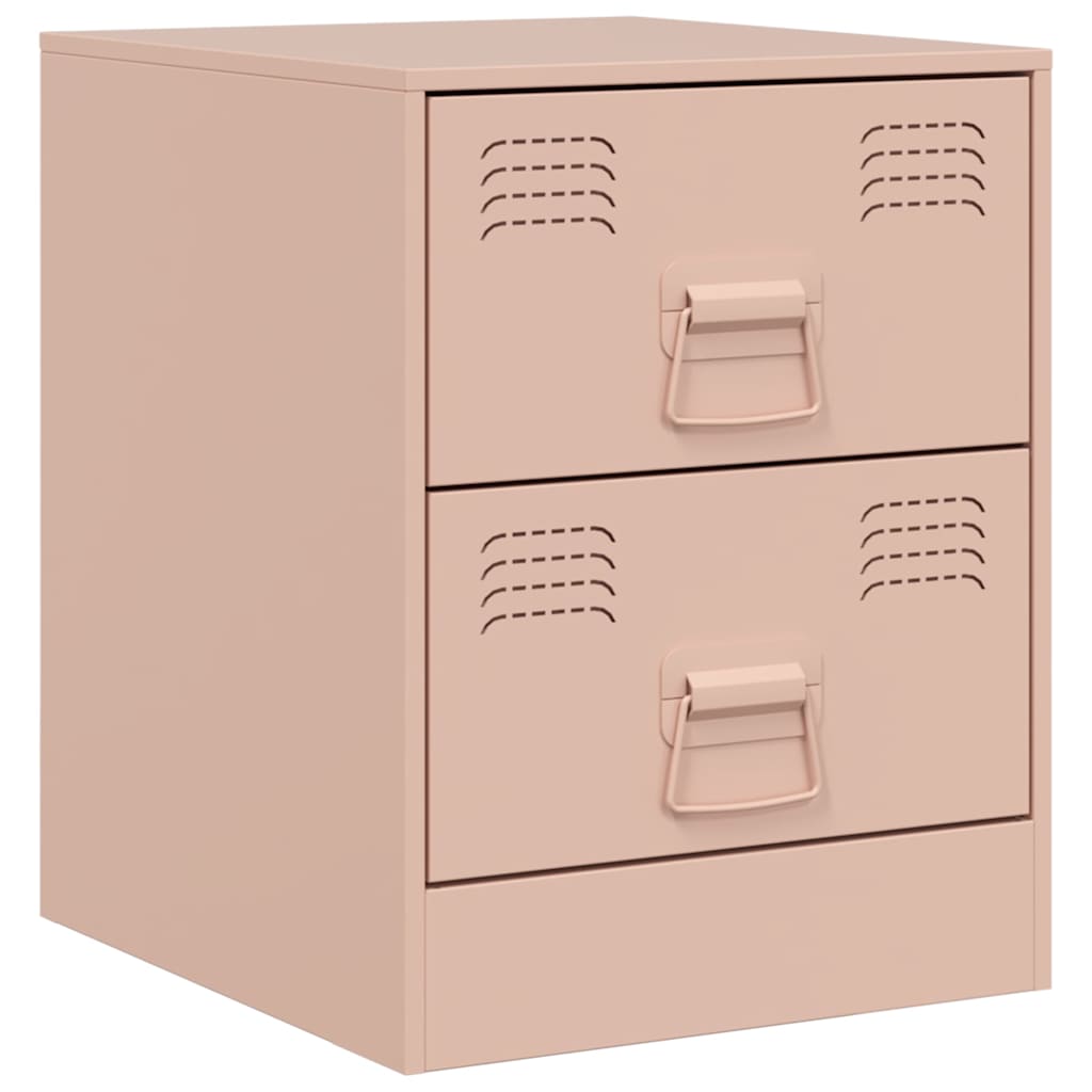vidaXL Bedside Cabinets 2 pcs Pink 34.5x39x44 cm Steel