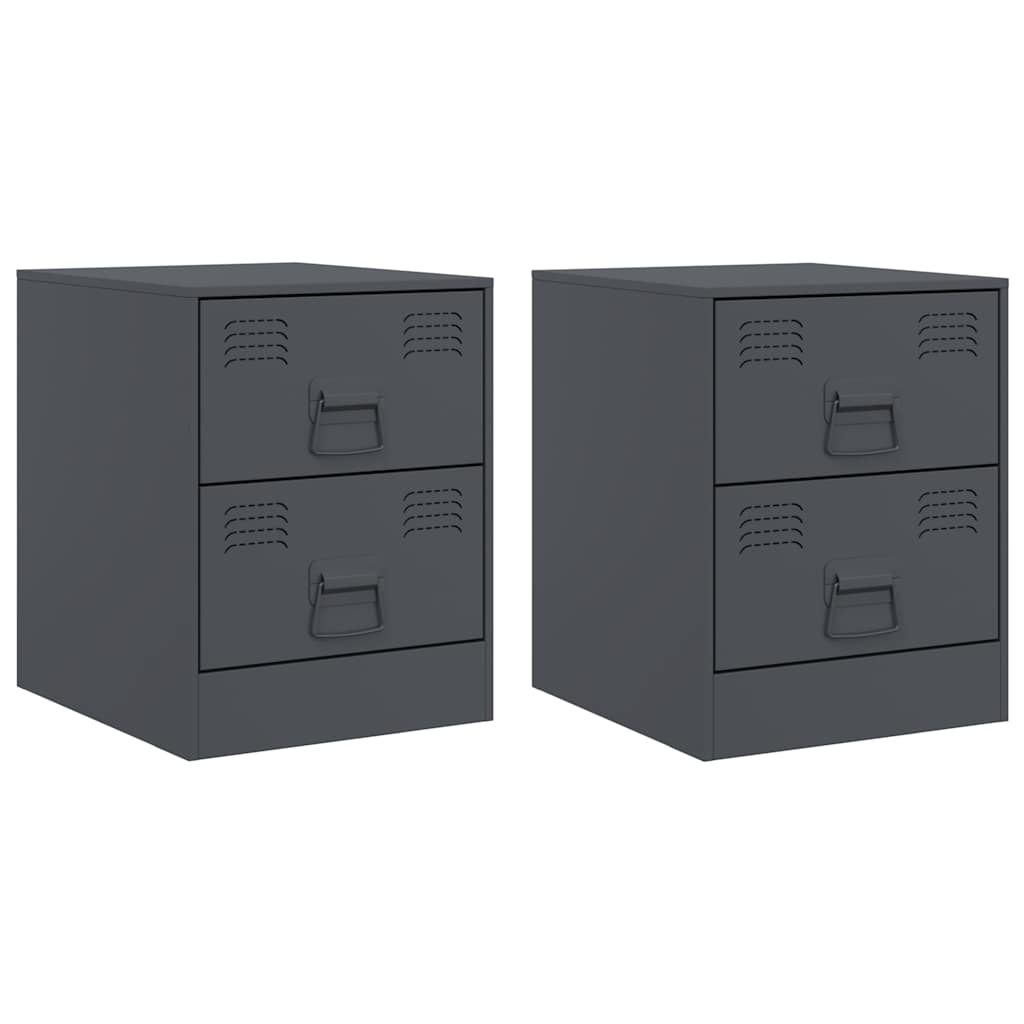 vidaXL Bedside Cabinets 2 pcs Anthracite 34,5x39x44 cm Steel