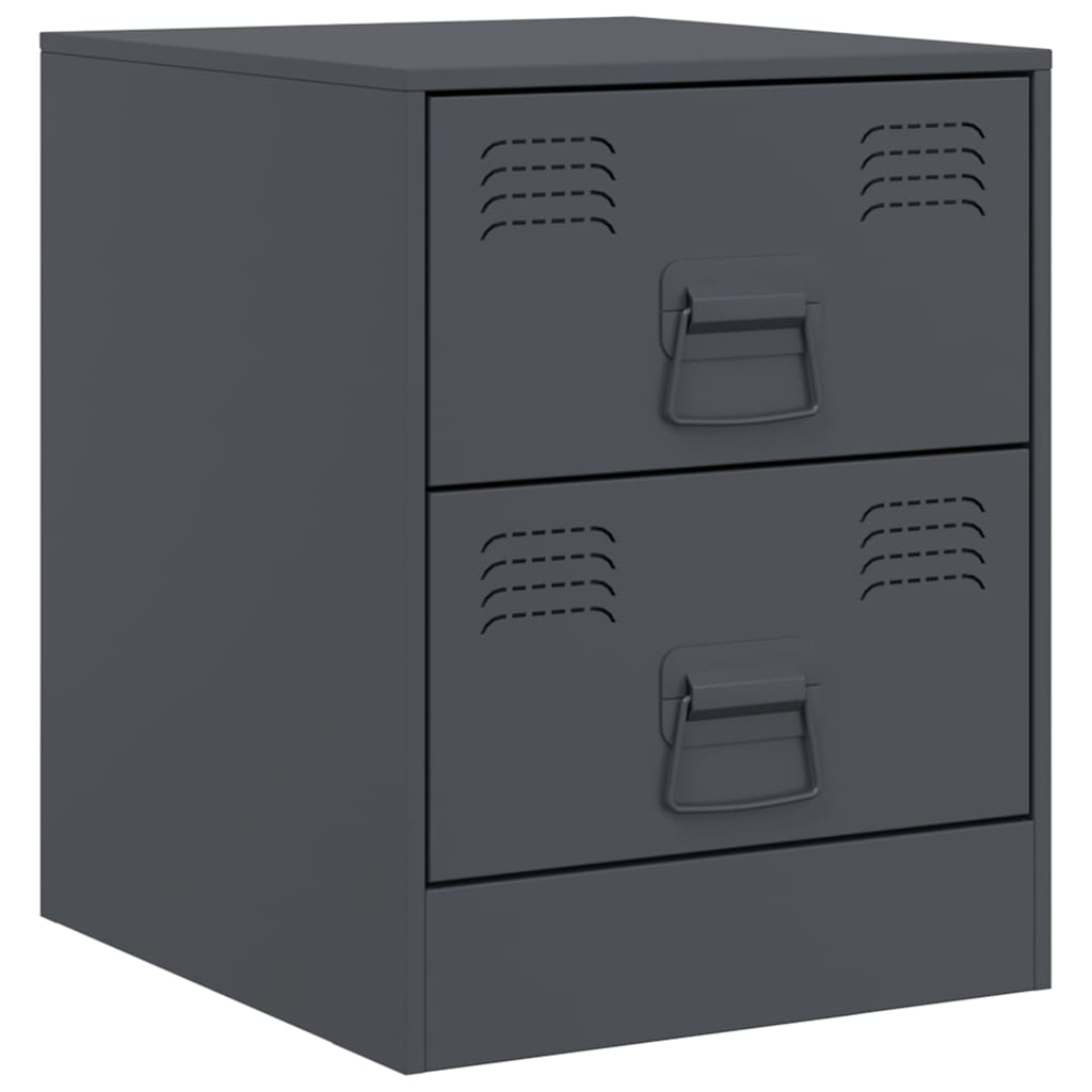 vidaXL Bedside Cabinets 2 pcs Anthracite 34,5x39x44 cm Steel
