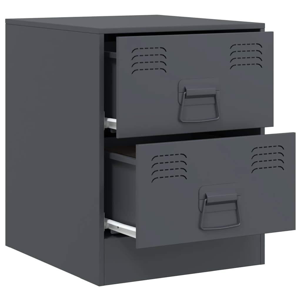 vidaXL Bedside Cabinets 2 pcs Anthracite 34,5x39x44 cm Steel