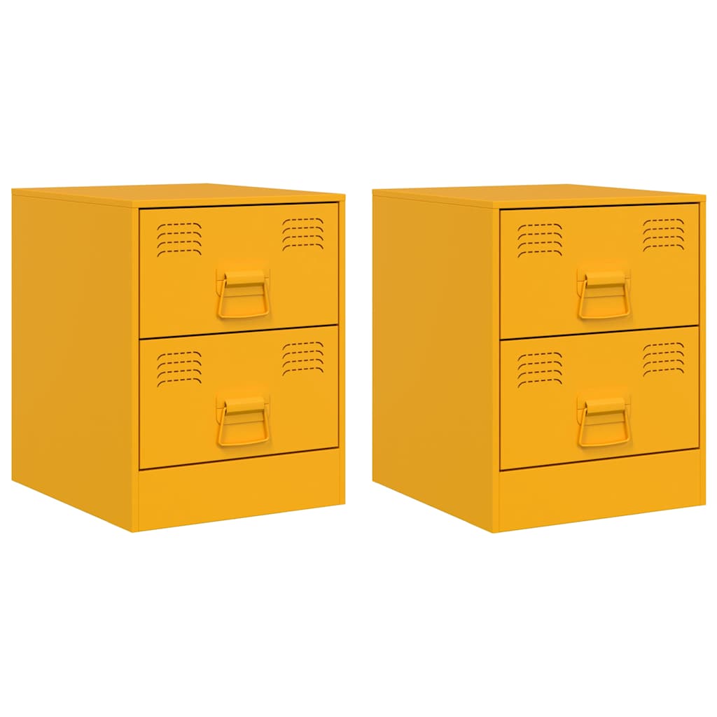 vidaXL Bedside Cabinets 2 pcs Yellow 34,5x39x44 cm Steel