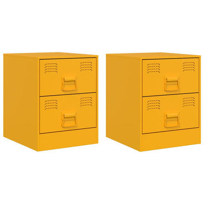 vidaXL Bedside Cabinets 2 pcs Yellow 34,5x39x44 cm Steel