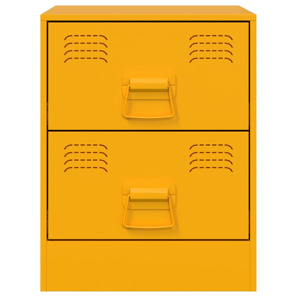 vidaXL Bedside Cabinets 2 pcs Yellow 34.5x39x44 cm Steel