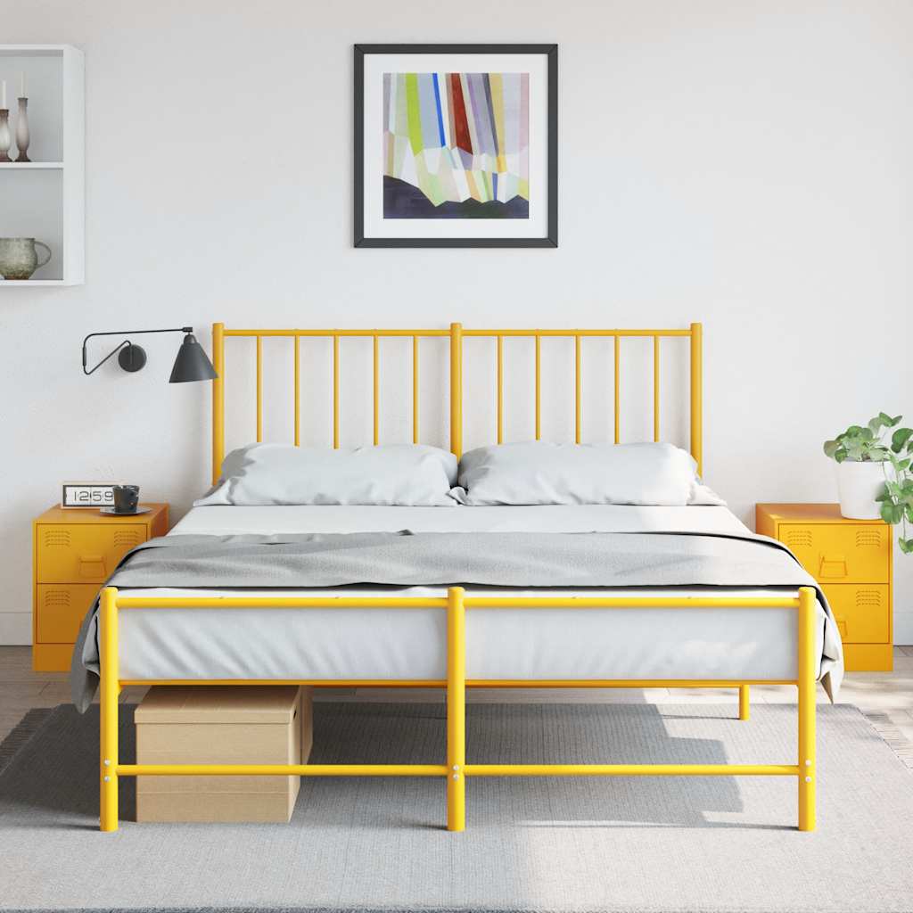 vidaXL Bedside Cabinets 2 pcs Yellow 34,5x39x44 cm Steel