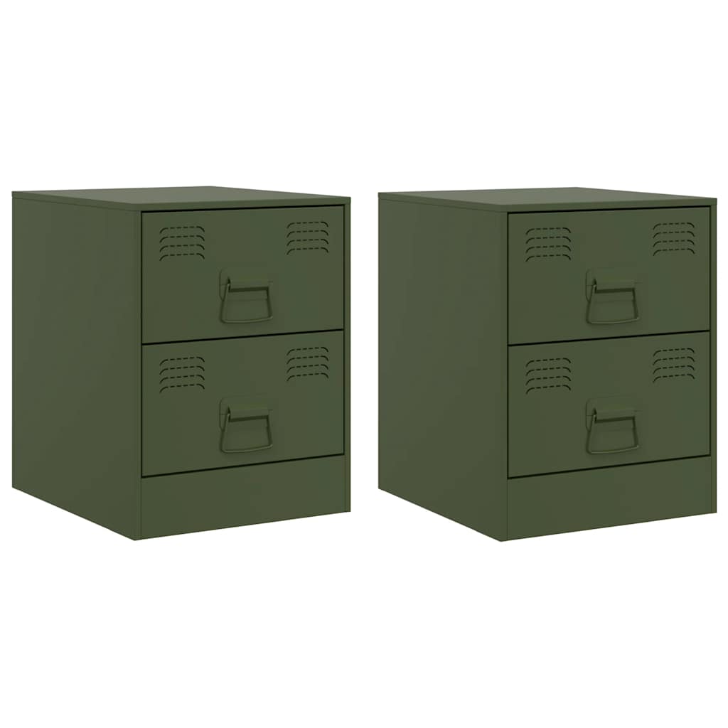 vidaXL Bedside Cabinets 2 pcs Green 34,5x39x44 cm Steel