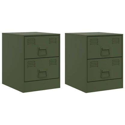 vidaXL Bedside Cabinets 2 pcs Green 34,5x39x44 cm Steel
