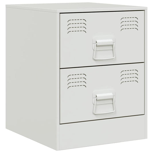 vidaXL Bedside Cabinet White 34.5x39x44 cm Steel