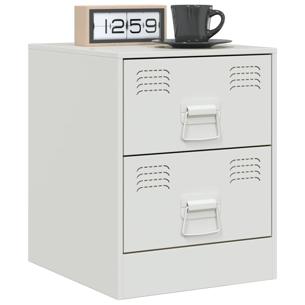 vidaXL Bedside Cabinet White 34,5x39x44 cm Steel