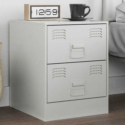 vidaXL Bedside Cabinet White 34.5x39x44 cm Steel