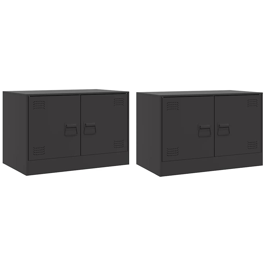vidaXL TV Cabinets 2pcs Black 67x39x44 cm Steel
