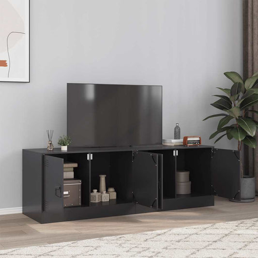 vidaXL 2 Piece TV Cabinet Set Black 67x39x44 cm Steel