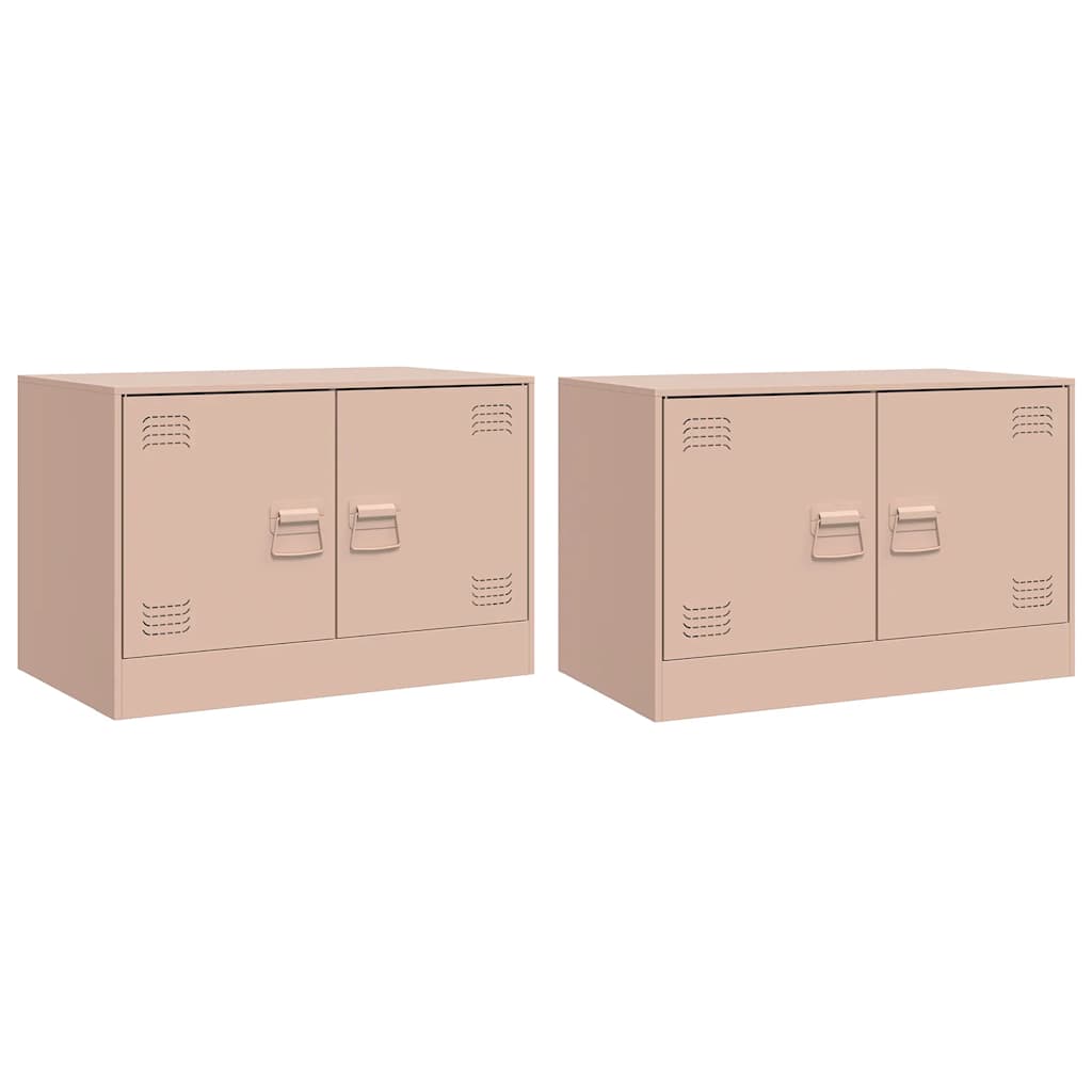 vidaXL TV Cabinets 2 pcs Pink 67x39x44 cm Steel