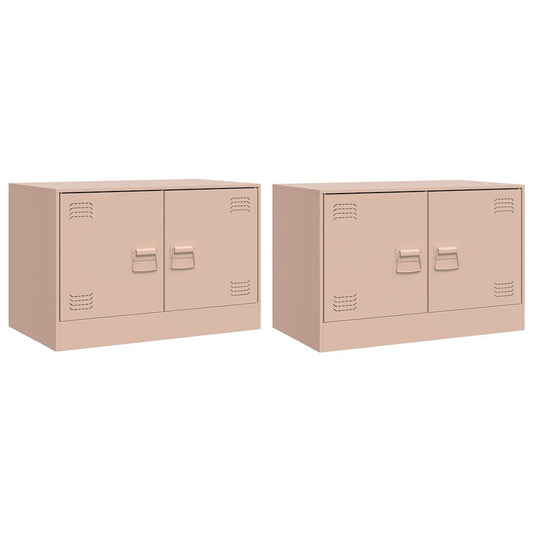 vidaXL 2 Piece TV Cabinet Set Pink 67x39x44 cm Steel